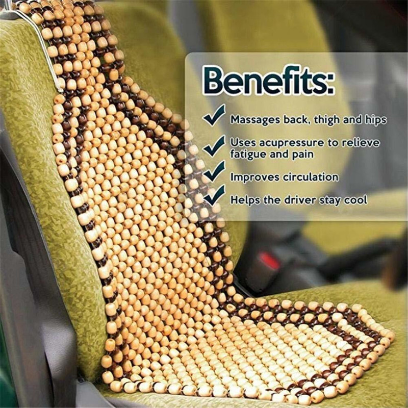 QBIC Wooden Bead Seating Pad For Audi, BMW, Ford, HYUNDAI, MAHINDRA, Kia, Volkswagen, Suzuki Alto, Baleno, Safari, Scorpio, KUV100 NXT D75 K6 Plus 5Str Diesel(Car, Chair Beige)