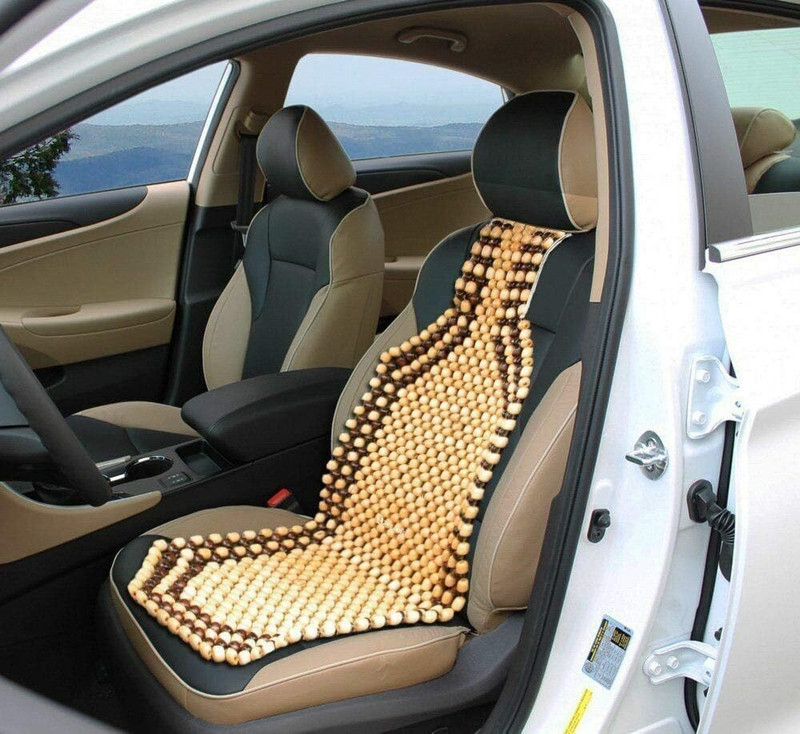 ASRYD Wooden Bead Seating Pad For  Universal For Car Universal For Car(Acupressure Design Mat (Pack of 2) Beige)