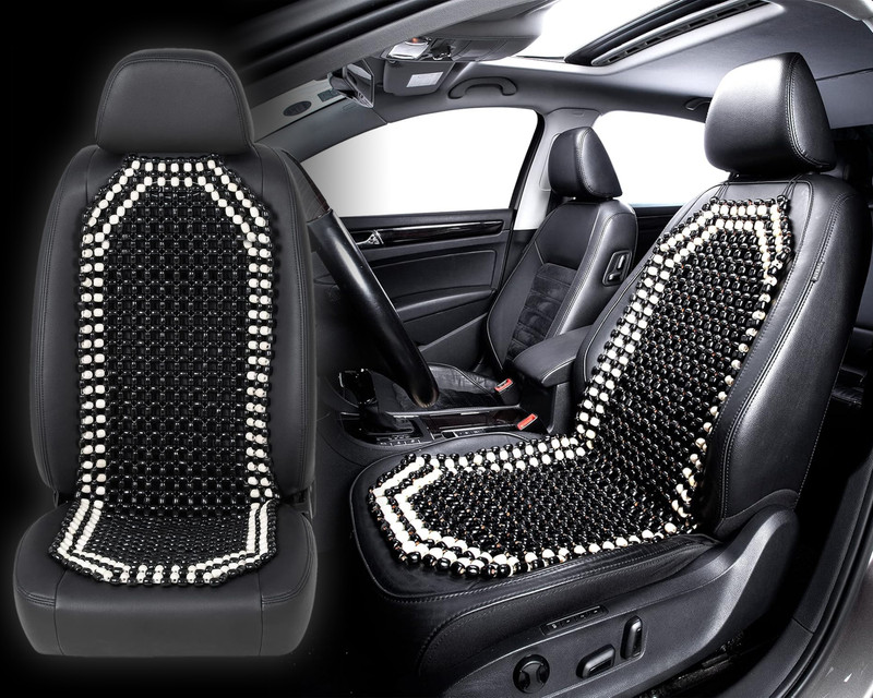 Selifaur Wooden Bead Seating Pad For  BMW, Chevrolet, Fiat, Ford, Honda, Hyundai, Jeep, Land Rover, Mahindra, Maruti Suzuki, Toyota, Skoda A-Star, Alto, Amaze, Creta, Thar, Swift, Swift Dzire, XUV300 W8 Petrol, XUV500 W11 Diesel, Baleno(Car, Office Chair, Home Chair, Truck, Tempo, Bus Black, White)