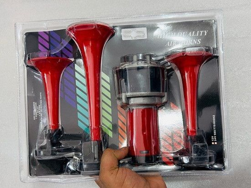 Auto MT 3 Trumpet Musical PIPE Pressure loud Horns 12V for All Vehicles sound 3PC/SET Spring Leaf(Car)