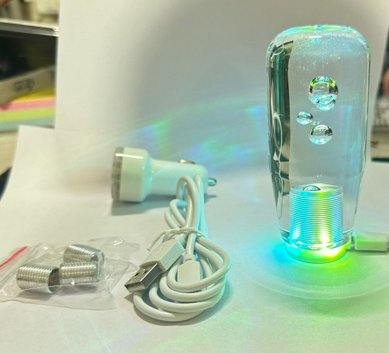 Auto MT 1OCM Multicolor LED Crystal Gear Stick Shifter Knob Transparent Bubble Vehicle Tool Kit