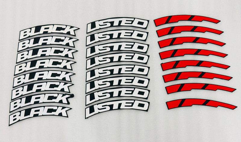 Auto MT White-Red Blacklisted Tyre Sticker Permanent Rubber for 4 Tyre Tire Sticker Car Flywheel