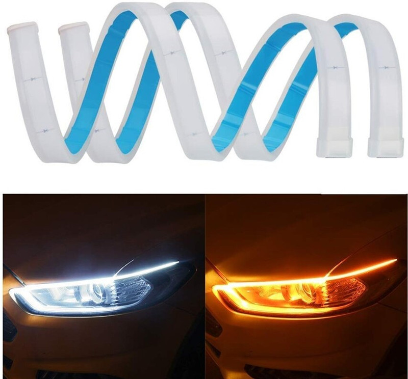 Auto MT Led Tube Strip Drl Light Flexible Headlight White and Yellow for,Vehicle. Spring Leaf(Car)