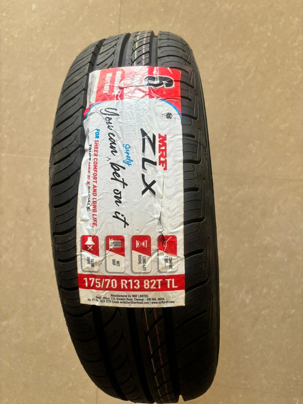 MRF 175/70R13 82T ZLX TUBELESS TYRE 4 Wheeler Tyre(175/70R13 82T ZLX TL, Tube Less)