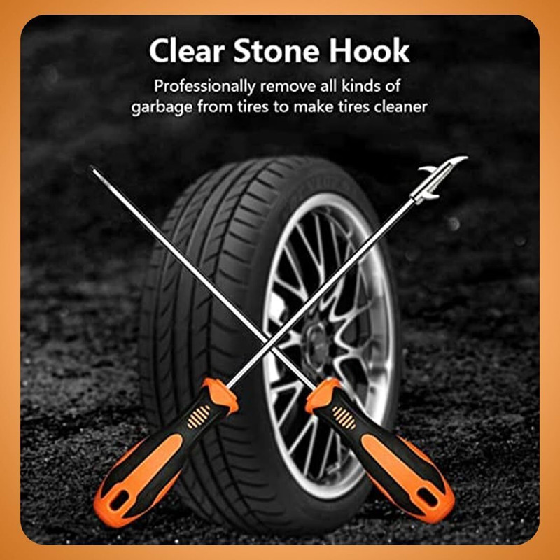 Urban Products 2 in 1 Tyre Cleaning Hook Tool with Screwdriver | Stainless Steel Groove Cleaner Vehicle Tool Kit