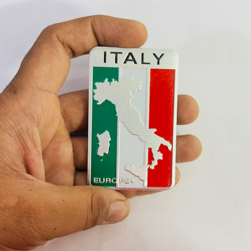 Auto MT Italy Flag 3D Sticker (8cmx5cm) Logo, Car & Bike Emblem, 3D Badge Sport Sticker Car Flywheel