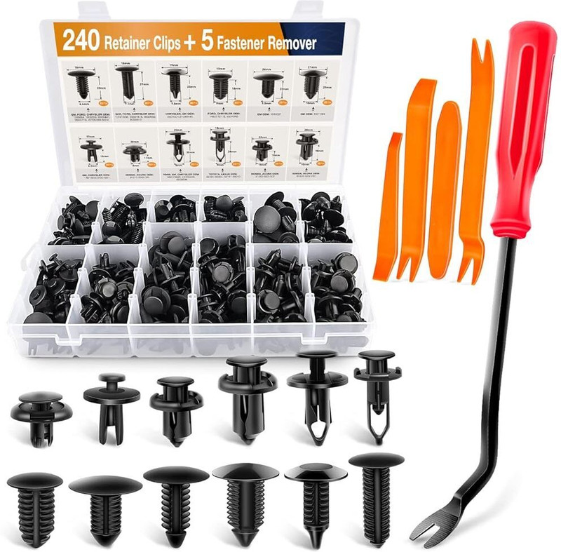 SERPLEX Pin Rivets Set Door Trim Panel Fender Clips for GM Ford Toyota Honda Chrysler Vehicle Tool Kit