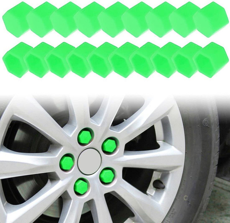 Auto MT Green-Silicon Car Wheel-Nut 20pc/Set 19MM Bolt Screw dust Protective Cover Car Flywheel