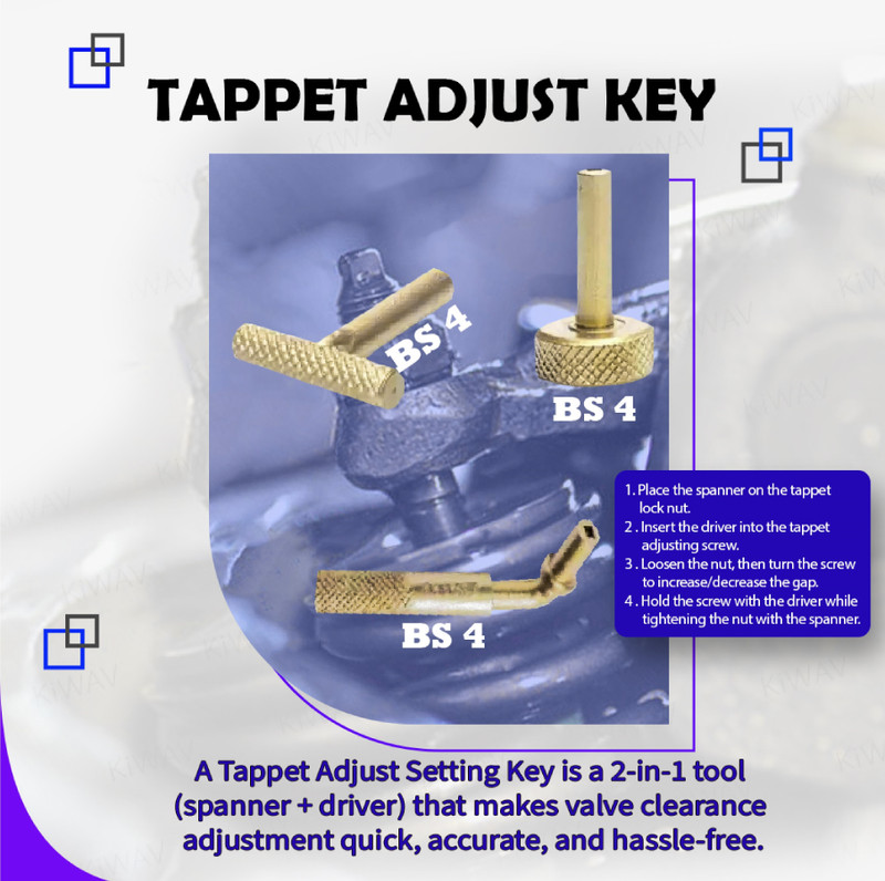 GrabMoor 3 Pieces Multi-Vehicle T3 Tappet Setting Key Square Hole Key Tools for Motorbike Vehicle Tool Kit