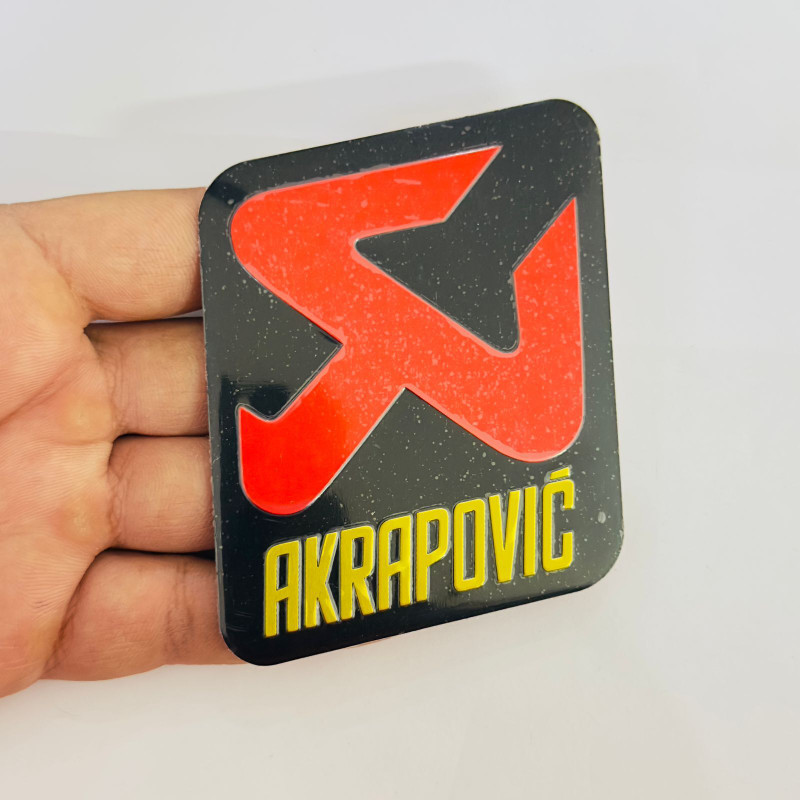 Auto MT AKRAPOVIC Metal Sticker (9cmx7.2cm) for Car&Bike, Emblem, 3D Badge Car Flywheel