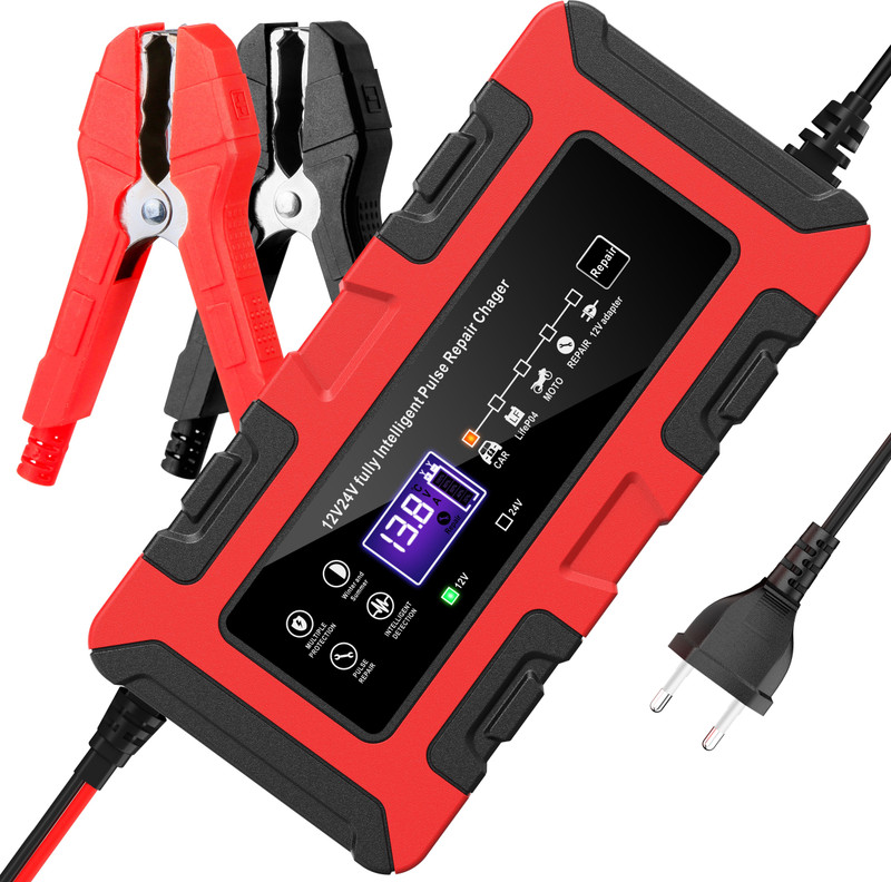 REHTRAD Battery Charger Machine 10A 12/24V, Car Battery Charger for Most Battery Vehicle Tool Kit