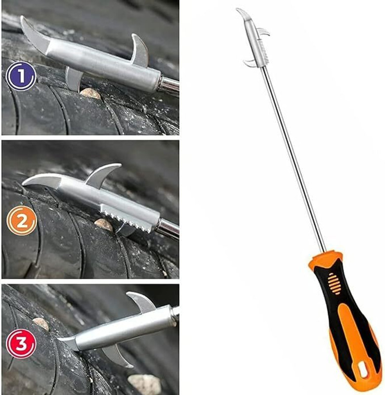 FIZONT MART Multifunctional Car Tire Stone Cleaning Hook,Tire Groove Stones Remover Tool-1pc Vehicle Tool Kit
