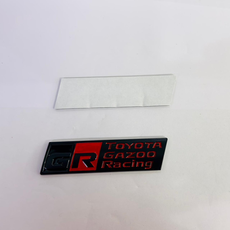 Auto MT Black Red GR Long, Metal-Sticker for Car&Bike Badge, 3D Emblem (9cmx2.4cm) Car Flywheel