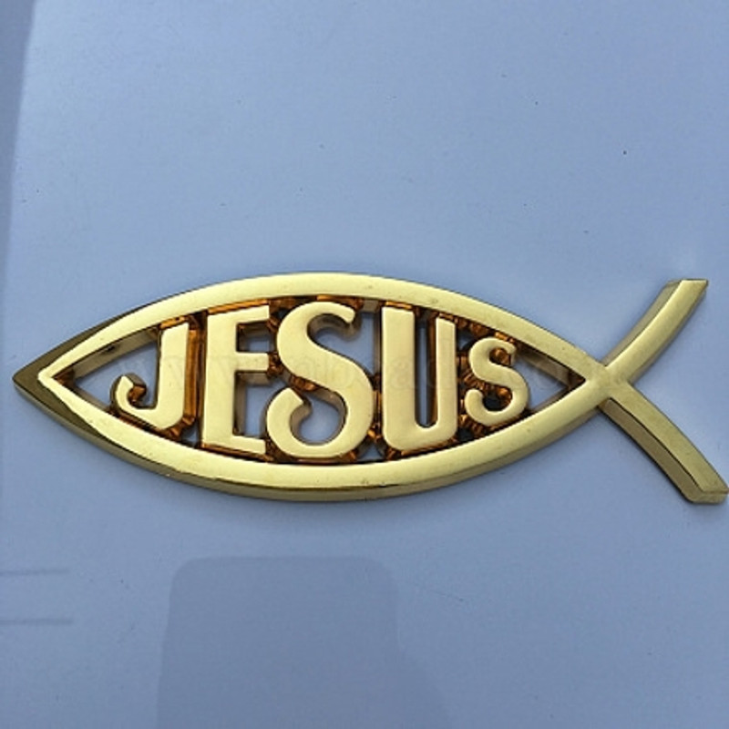 Auto MT GOLDEN JESUS FISH Christian Logo 10 x 3cm Car Metal Emblem Badge Sport Sticker Vehicle Tool Kit