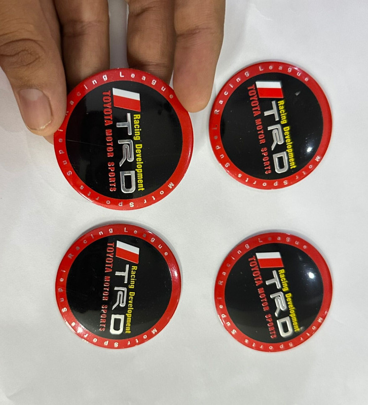 Auto MT 4pc/Set TRD Red linnig Sign Emblem Car Wheel Center Hub Caps Sticker 56mm 2INCH Vehicle Tool Kit
