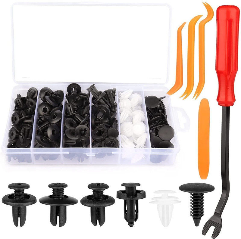 Nasmodo Car Repair Kit 100 pcs car bumper clip, 12 pcs car Trim Removal Vehicle Tool Kit Vehicle Tool Kit