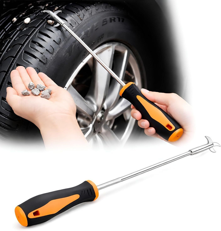 Decozare Car Tyre Stone Remover Tool with Long Handle for Tread Cleaning Vehicle Tool Kit