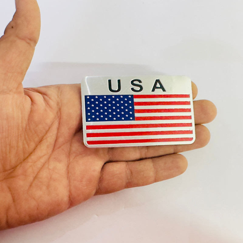 Auto MT USA Flag 3D-Sticker (8cmx5cm) 3D Metal Logo for Car/Bike Emblem, 3D Badge 1PC. Car Flywheel