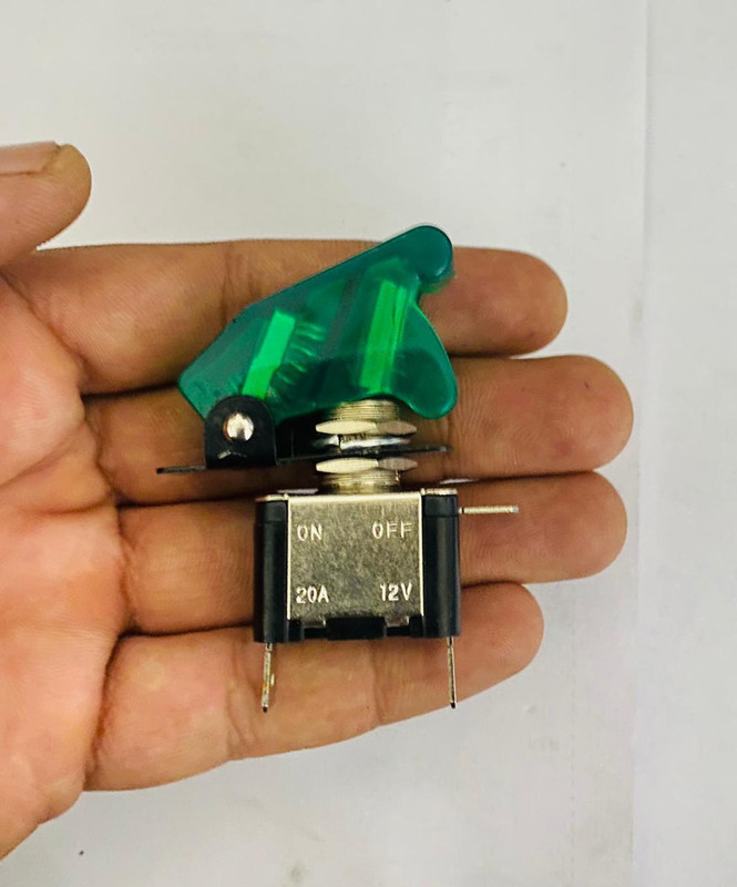 Auto MT Green Toggle Switch with Aircraft Safety Style Cover for Car/Truck/Bike Switch Vehicle Tool Kit
