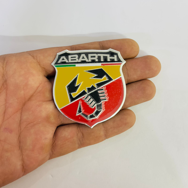 Auto MT Abarth Metal Sticker (6cmx5.6cm) Logo, Badge for Car&Bike 3D Emblem 3D Badge Spring Leaf(Car)