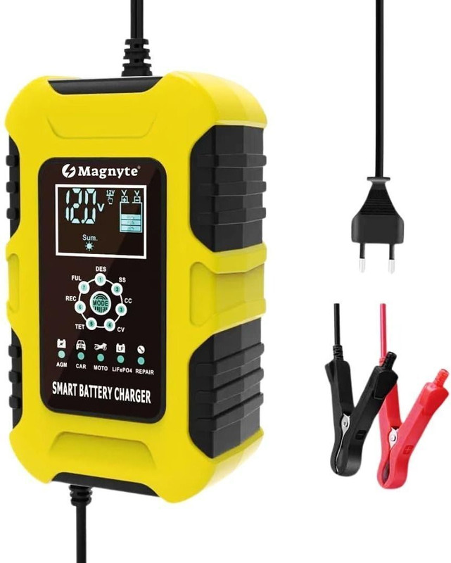 Magnyte PowerBoost Fully Automatic 10A 12V Battery Charger & Maintainer - Yellow Vehicle Tool Kit
