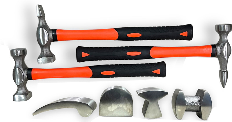 ADAWAT 7pc Fiberglass Auto Body Repair Tools Fender Hammer Dolly Dent Restore Kit Vehicle Tool Kit