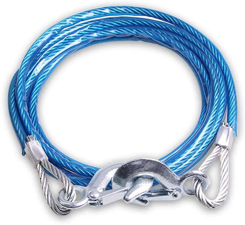 Gney Tow Cable with Hooks, 1/2" x 13Ft Blue Winch Cable with Forged Hook 4 m Towing Cable(Stainless Steel, 5000 kg Pull Capacity)