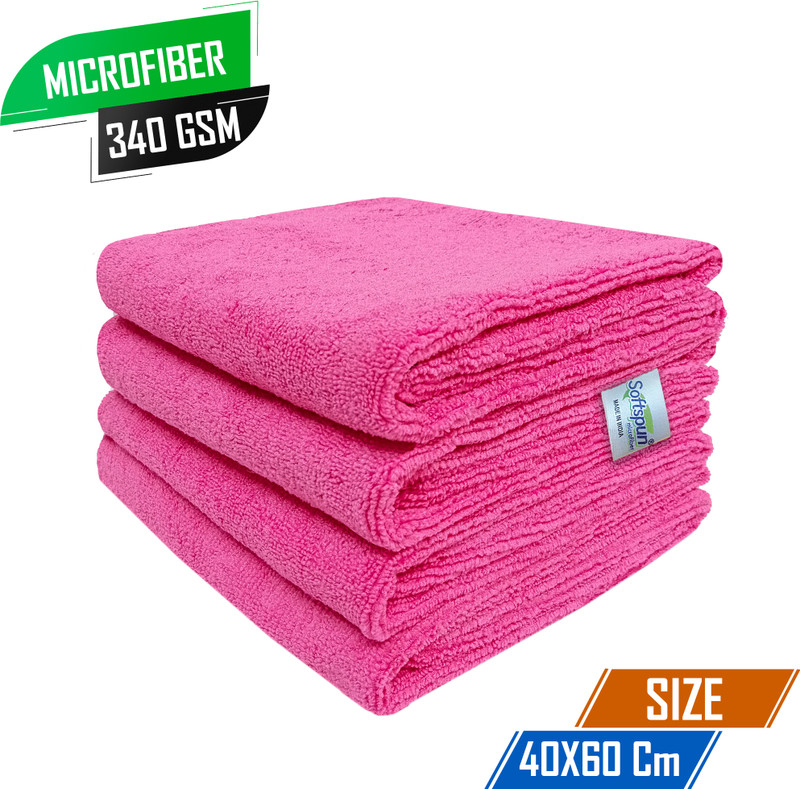 SOFTSPUN Microfiber Vehicle Washing Cloth(Pack Of 4, 340 GSM)