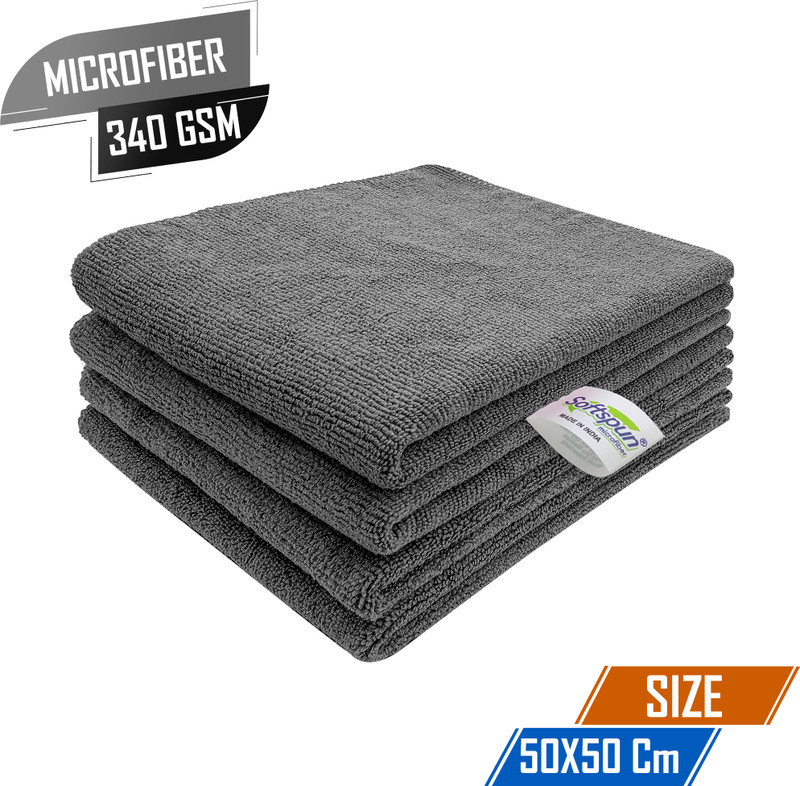 SOFTSPUN Microfiber Vehicle Washing Cloth(Pack Of 4, 340 GSM)