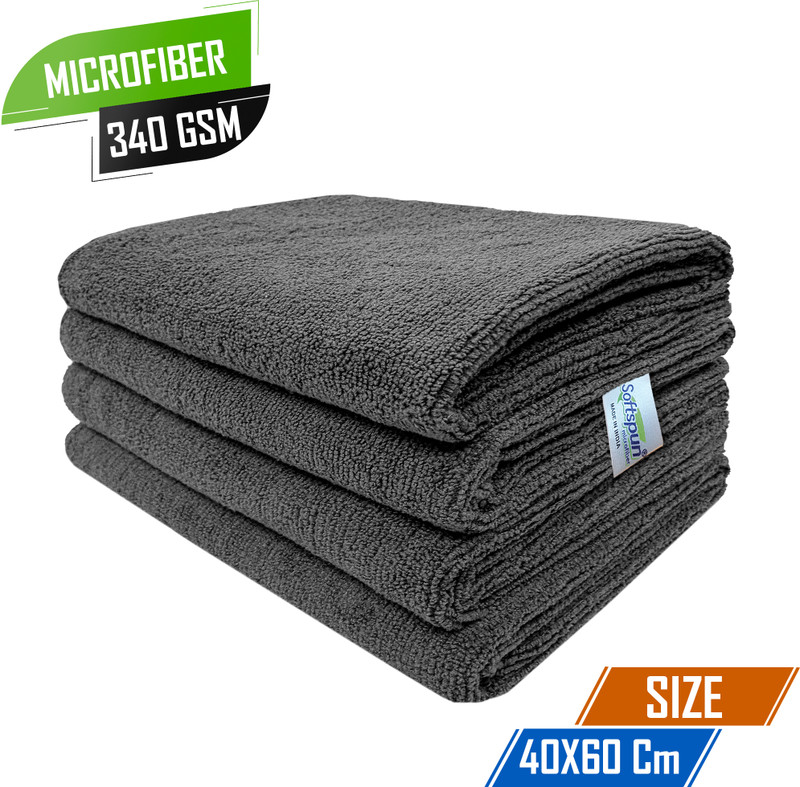 SOFTSPUN Microfiber Vehicle Washing Cloth(Pack Of 4, 340 GSM)