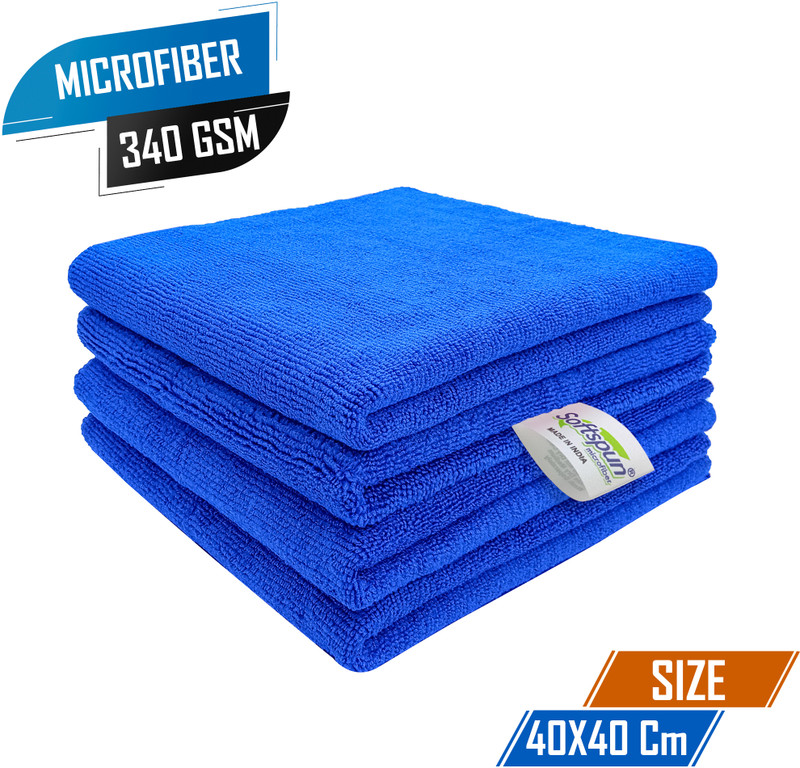 SOFTSPUN Microfiber Vehicle Washing Cloth(Pack Of 4, 340 GSM)