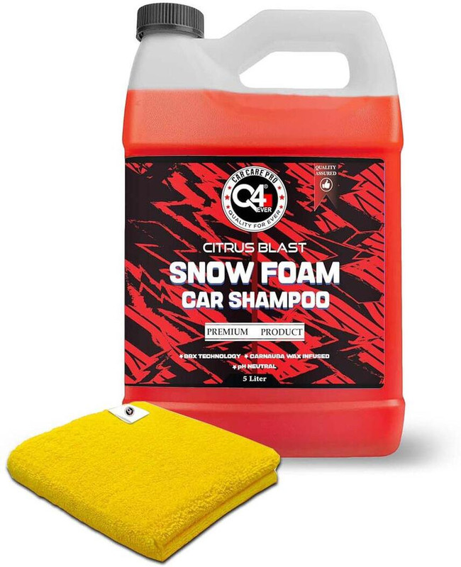 Q4EVER Ultra Premium Snow Foam Car Shampoo 5 KG | Premium Brazilian Carnube Wax Car Washing Liquid(5000 ml)