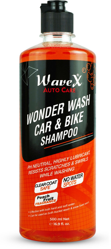 Wavex Wonder Wash Car Shampoo (500ml) pH Neutral Formula - Honey Thick, Luxurious Suds That Always Rinses Clean - Ultra Slick Formula That Wont Scratch or Leave Water Spots, Peach Fruit Fragrance Car Washing Liquid(500 ml)