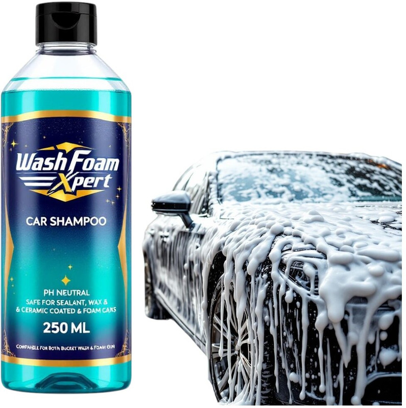 WashFoamXpert Car Wash Shampoo - Shine Boost, pH Neutral, Rich Foam SparkX Car Washing Liquid(250 ml)
