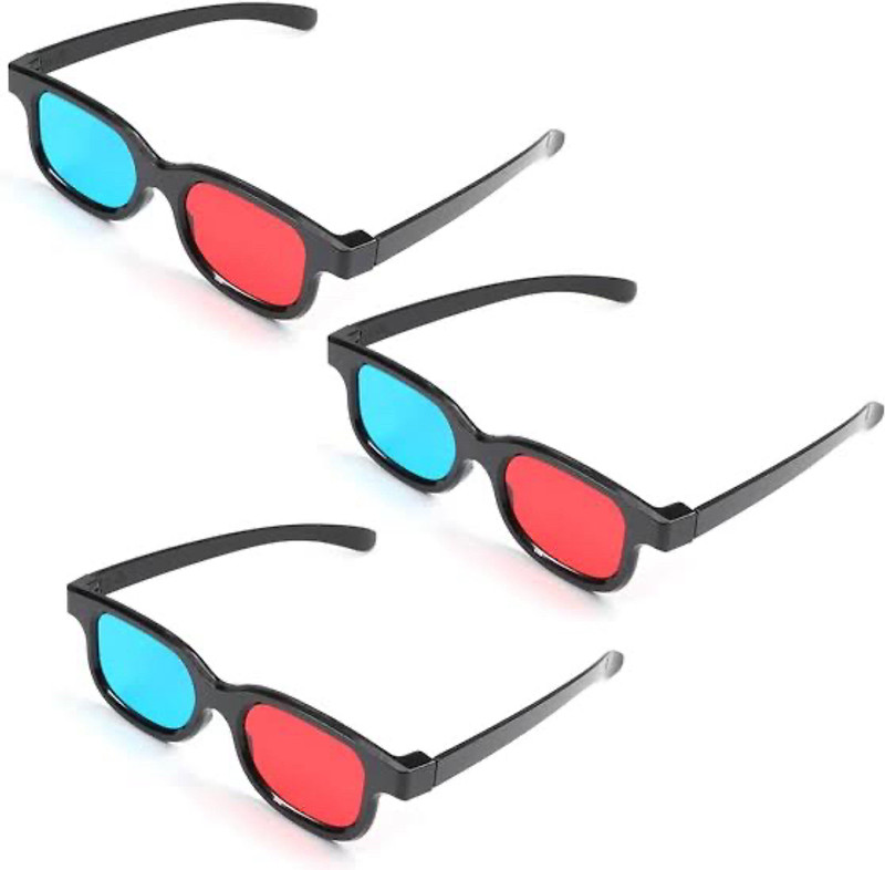 Lumens Anaglyph 3D plastic frame glasses for 3D video Video Glasses(Red, Blue)