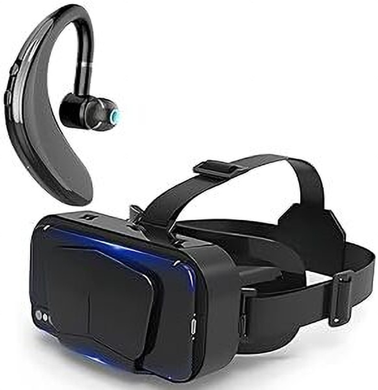DRUMSTONE 3D VR Headset: Comfortable Glasses for Phones + S109 Wireless Bluetooth Earphone Video Glasses(Black)