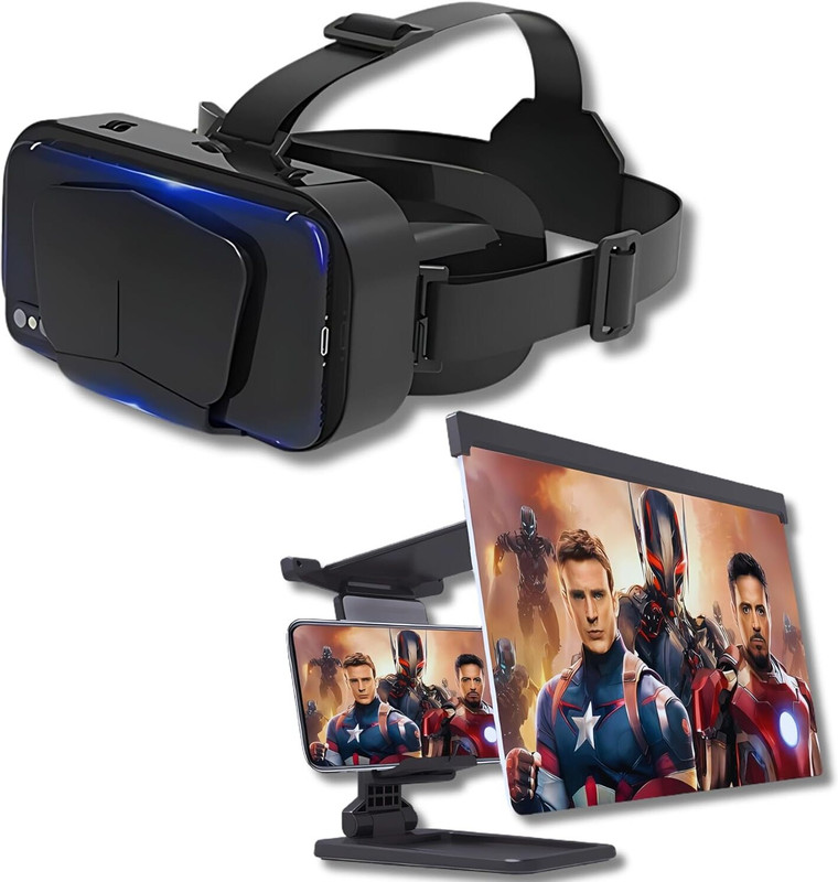 Rhobos Combo Virtual Reality, Movies Games 3D Glasses & F12 Screen Mobile Expander Video Glasses(Multicolor)