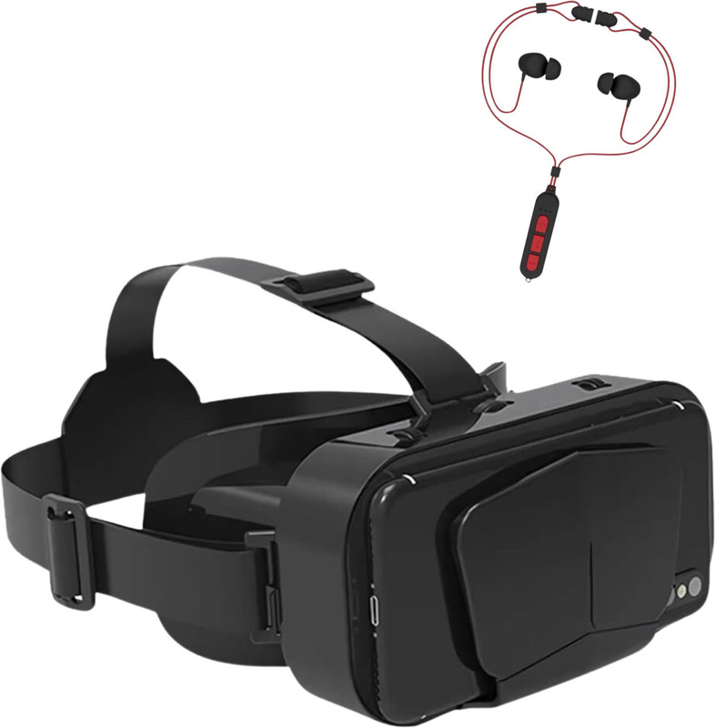 DRUMSTONE Bluetooth Earphones with Cancellation & 360 Degree Reality Goggles Video Glasses(Black)