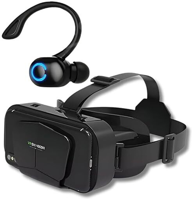 DRUMSTONE 3D Glasses Screen for All Smartphones & Supermini Bluetooth Earbuds – Best Gift Video Glasses(Black)