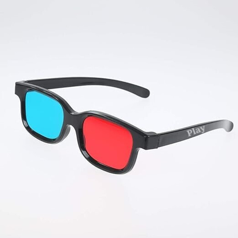 PLAY High Quality Anaglyph 3D Plastic Frame chashma for 3D Movie Books Magazine Video Glasses(Red and Blue)
