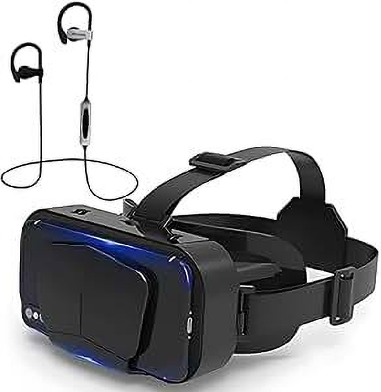 DRUMSTONE VR Goggles:HD 3D Movie Theater for Smartphones & Sweat-Proof Bluetooth Earphones Video Glasses(Black)