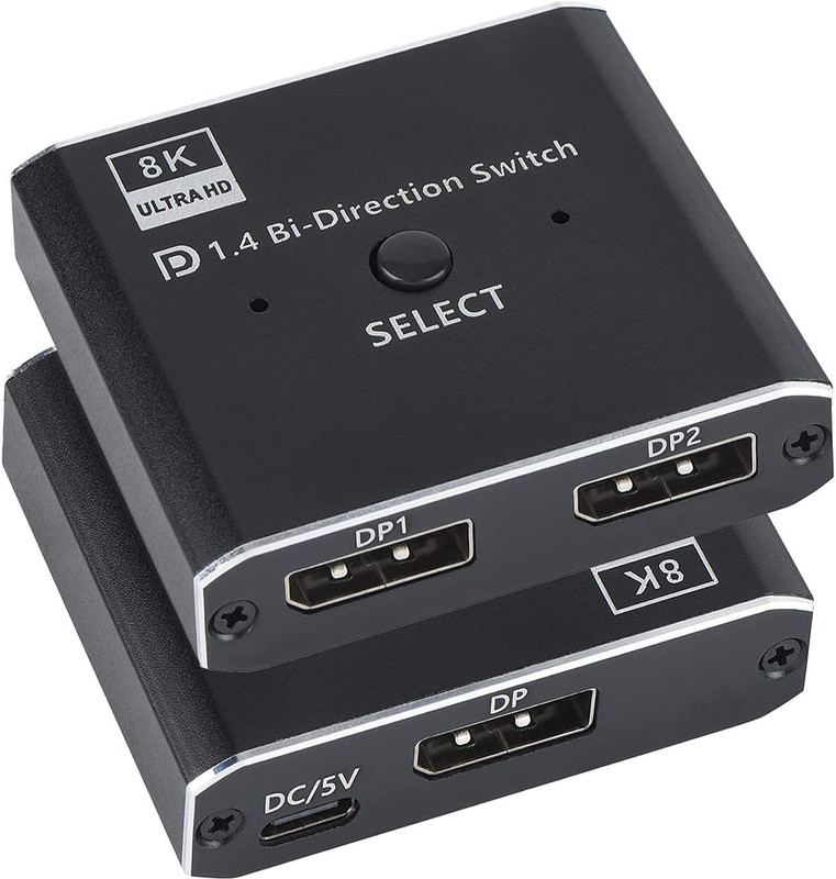 Tobo 8K DisplayPort DP1.4 Switch Bi-Direction Splitter Converter for Multiple TD-901H 32 inch Blu-ray Player(Black)