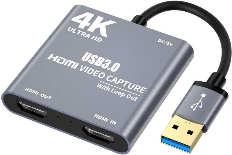 Tobo USB 3.0 HDMI Video Capture Card with Loop Out, HDMI to USB 3.0 Video Capture Card Converter Adaptor 4K HD 1080P for PC Laptop Projector HDTV Compatible with Windows XP, MAC, Linus System (USB-3.0-HD4K-LOOP) 32 inch Blu-ray Player(Grey)