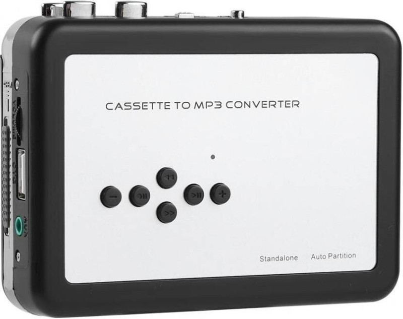 Etzin 231 Cassette Tape to MP3 Converter Save into USB Flash Disk Auto Partition Standalone Recorder w/ Earphone Black with Grey 0 inch Blu-ray Player(Black)