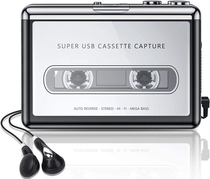 VOOCME 218 Portable USB MP3 cassette capture to MP3 USB Tape PC Super MP3 Music Player 3.4 inch CD Player(Black)