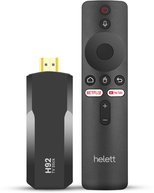 Helett Android TV Stick with Voice Remote Android iOS HD Screen Streaming (Black) 200 inch Blu-ray Player(Black)