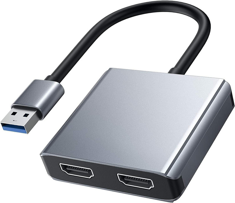 Etzin USB to Dual HDMI Adapter USB 3.0 to Dual HDMI Converter 2K Video Audio EPL-962SC 32 inch Blu-ray Player(Grey)