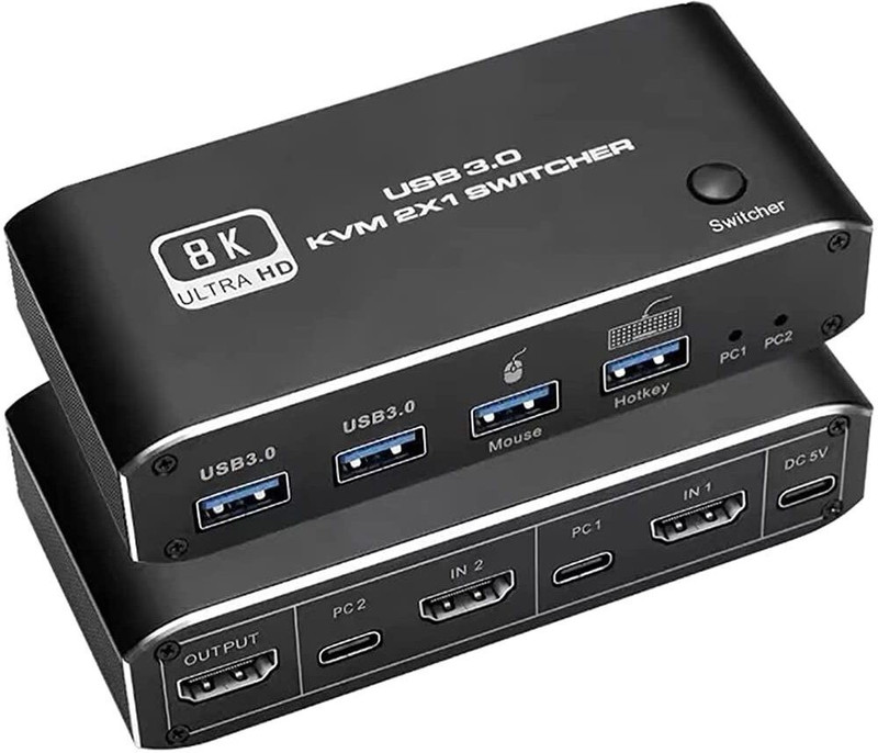 Tobo HDMI 2.1 KVM Switch 4K 120Hz HDMI USB 3.0 KVM Switch USB 8K USB 3.0 port 42 inch Blu-ray Player(Black)