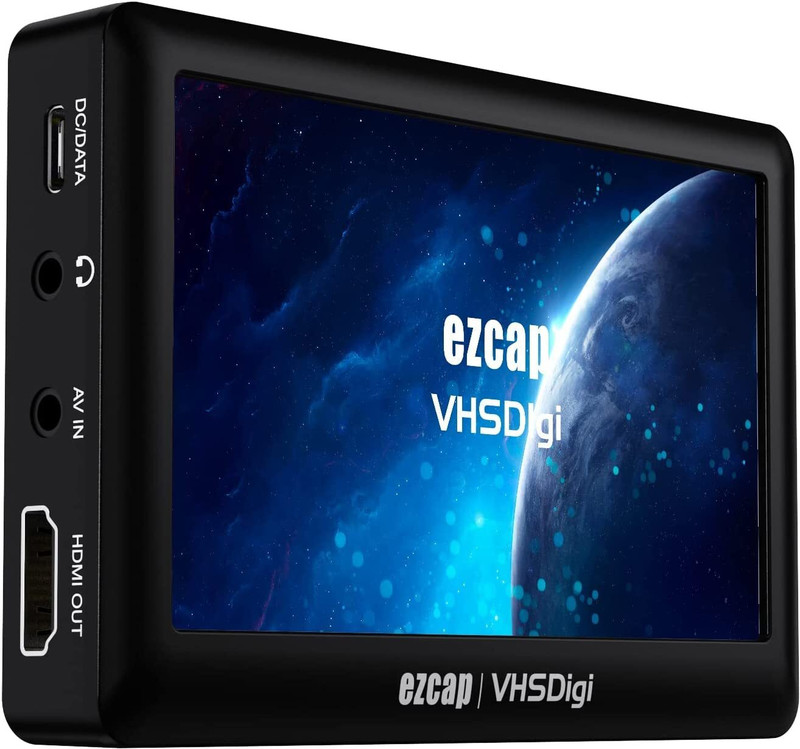 Etzin Ezcap180 VHS Digi Portable VHS DVD Hi8 Camcorder Analog Video Recorder TD-986CA 720 inch Blu-ray Player(Black)