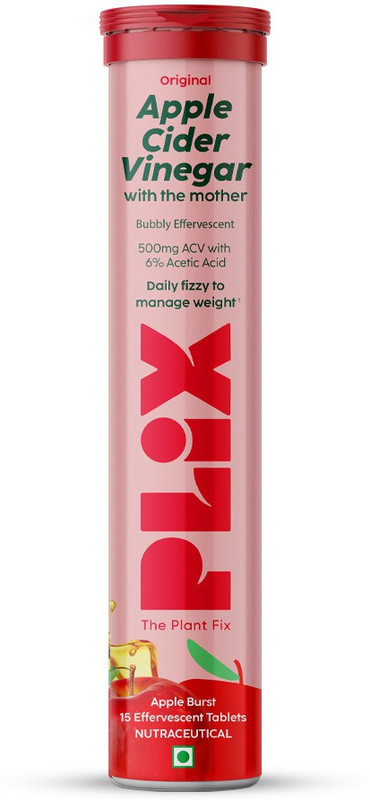 Plix Apple Cider Vinegar Effervescent Tablet with mother,Vit B6 & B12 for weight loss Vinegar